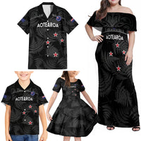 Custom New Zealand Silver Fern Football Family Matching Off Shoulder Maxi Dress and Hawaiian Shirt Summer 2024 Olympic Go Aotearoa LT14 - Polynesian Pride