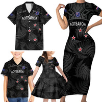 Custom New Zealand Silver Fern Football Family Matching Short Sleeve Bodycon Dress and Hawaiian Shirt Summer 2024 Olympic Go Aotearoa LT14 - Polynesian Pride