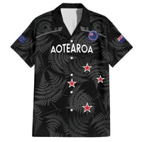 Custom New Zealand Silver Fern Football Family Matching Short Sleeve Bodycon Dress and Hawaiian Shirt Summer 2024 Olympic Go Aotearoa LT14 Dad's Shirt - Short Sleeve Black - Polynesian Pride
