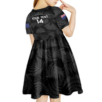 Custom New Zealand Silver Fern Football Kid Short Sleeve Dress Summer 2024 Olympic Go Aotearoa LT14 - Polynesian Pride