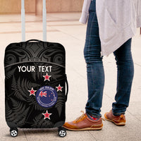 Custom New Zealand Silver Fern Football Luggage Cover Summer 2024 Olympic Go Aotearoa LT14 Black - Polynesian Pride