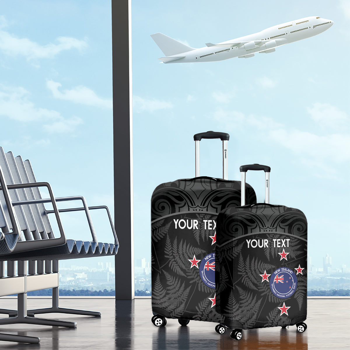 Custom New Zealand Silver Fern Football Luggage Cover Summer 2024 Olympic Go Aotearoa LT14 - Polynesian Pride