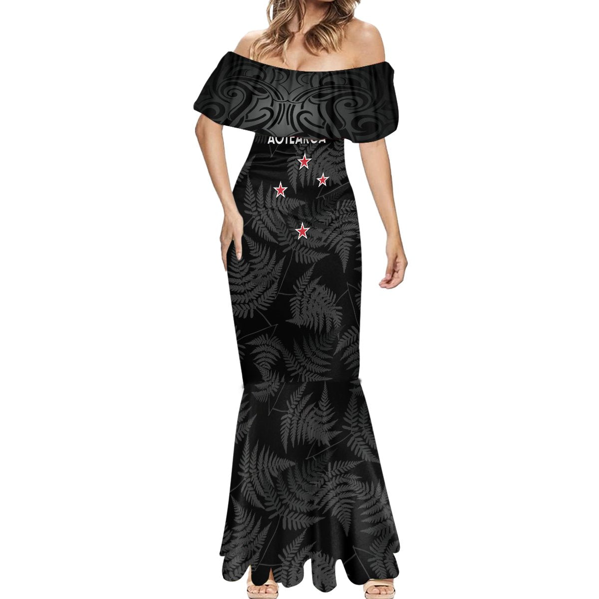 Custom New Zealand Silver Fern Football Mermaid Dress Summer 2024 Olympic Go Aotearoa LT14 - Polynesian Pride