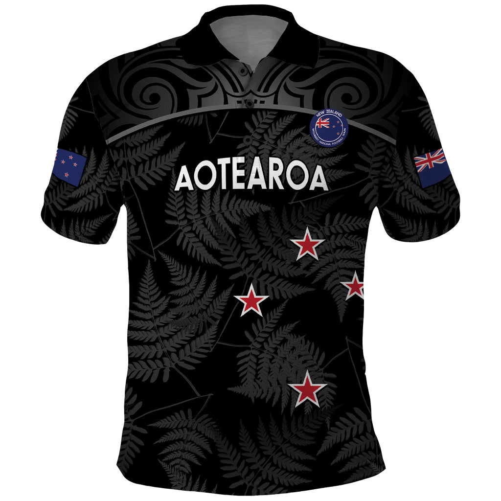 Custom New Zealand Silver Fern Football Polo Shirt Summer 2024 Olympic Go Aotearoa LT14 Black - Polynesian Pride