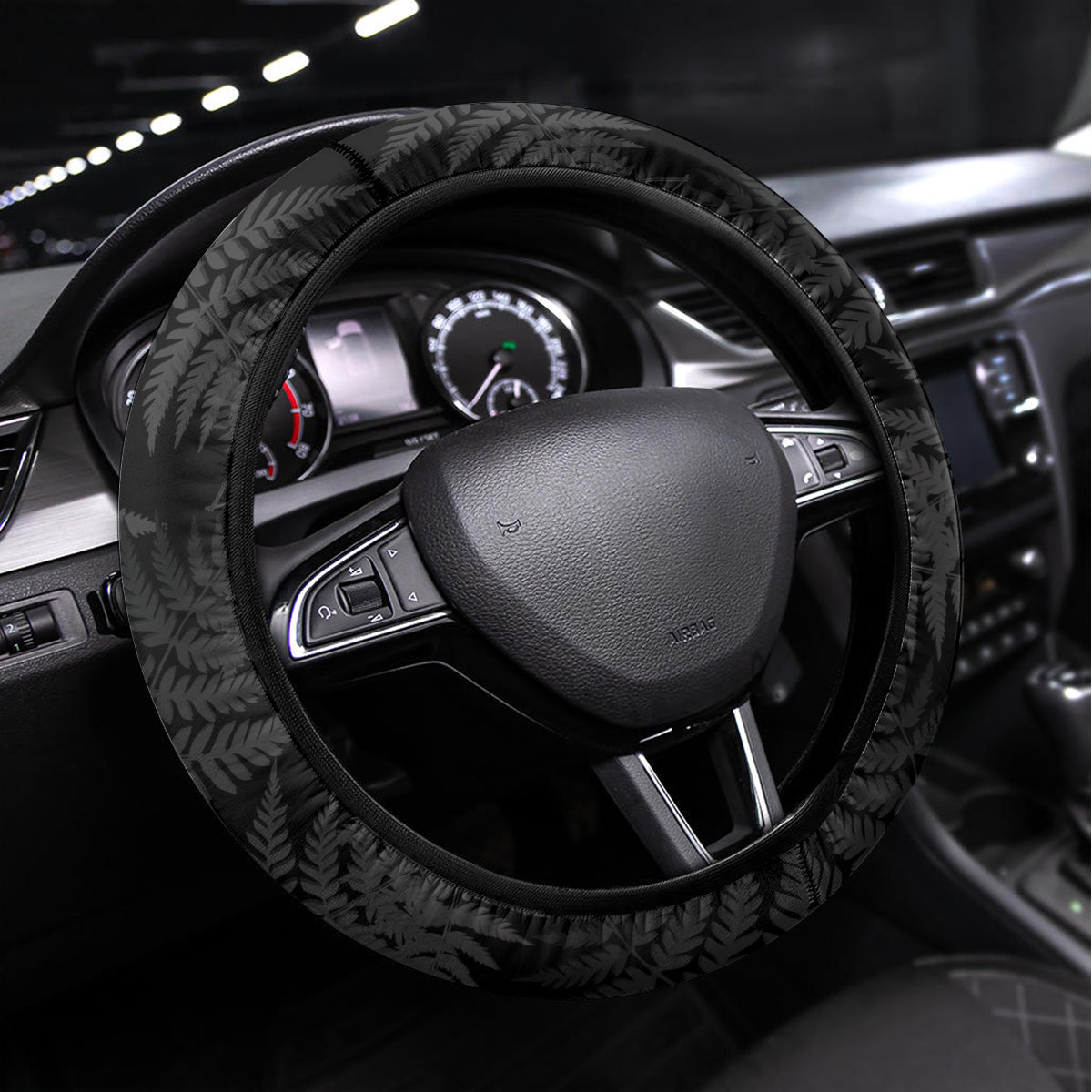 New Zealand Silver Fern Football Steering Wheel Cover Summer 2024 Olympic Go Aotearoa LT14 Universal Fit Black - Polynesian Pride