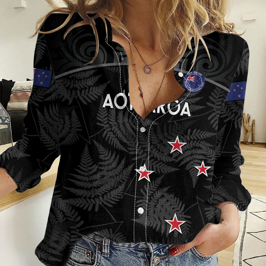 Custom New Zealand Silver Fern Football Women Casual Shirt Summer 2024 Olympic Go Aotearoa LT14 Female Black - Polynesian Pride