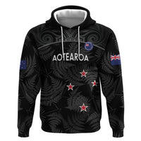 Custom New Zealand Silver Fern Football Zip Hoodie Summer 2024 Olympic Go Aotearoa LT14 Pullover Hoodie Black - Polynesian Pride