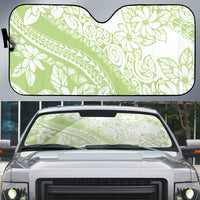 Polynesian Tiare Flower Sage Green Pastel Auto Sun Shade