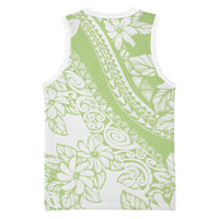 Polynesian Tiare Flower Sage Green Pastel Basketball Jersey