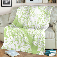 Polynesian Tiare Flower Sage Green Pastel Blanket