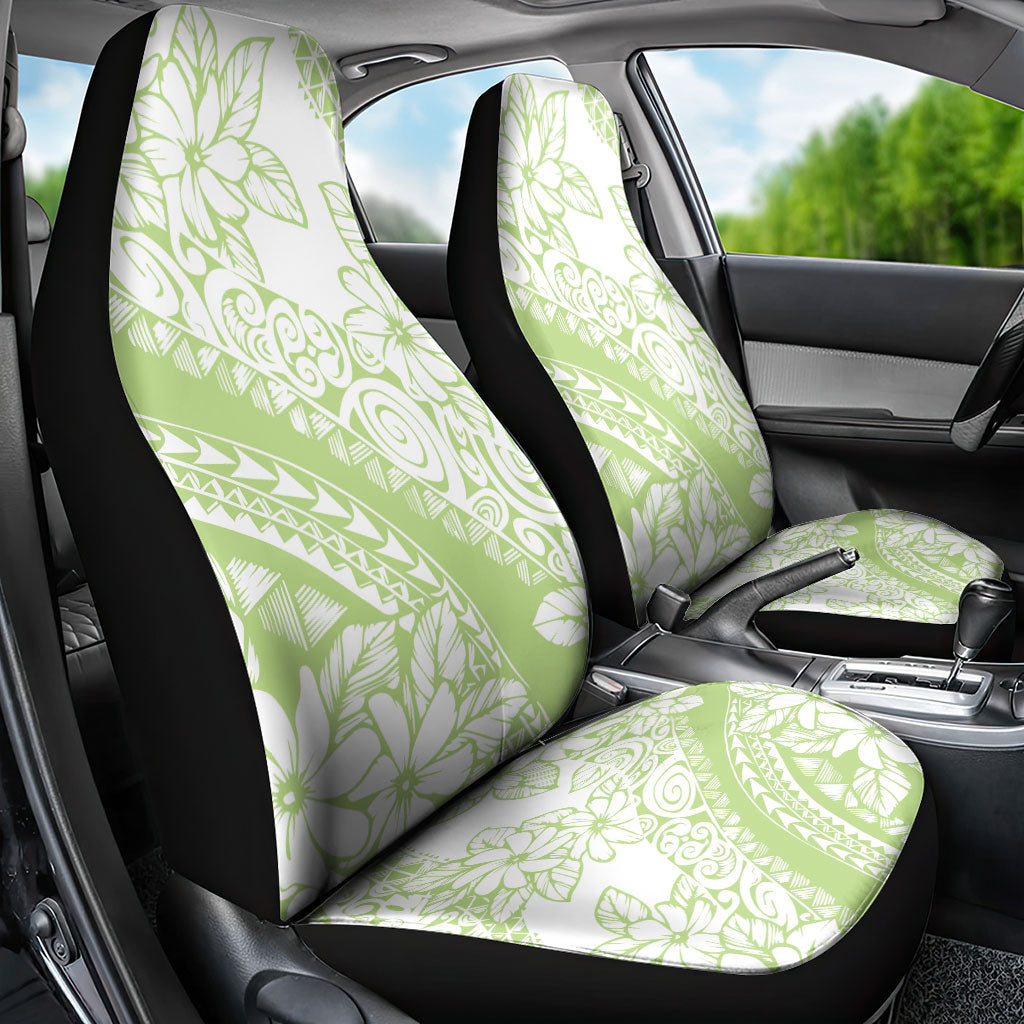 Polynesian Tiare Flower Sage Green Pastel Car Seat Cover