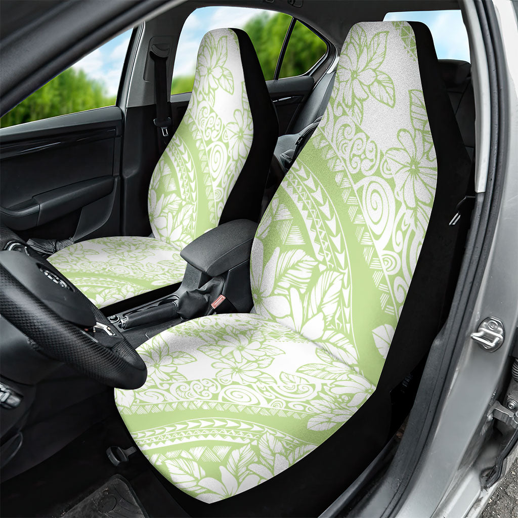 Polynesian Tiare Flower Sage Green Pastel Car Seat Cover