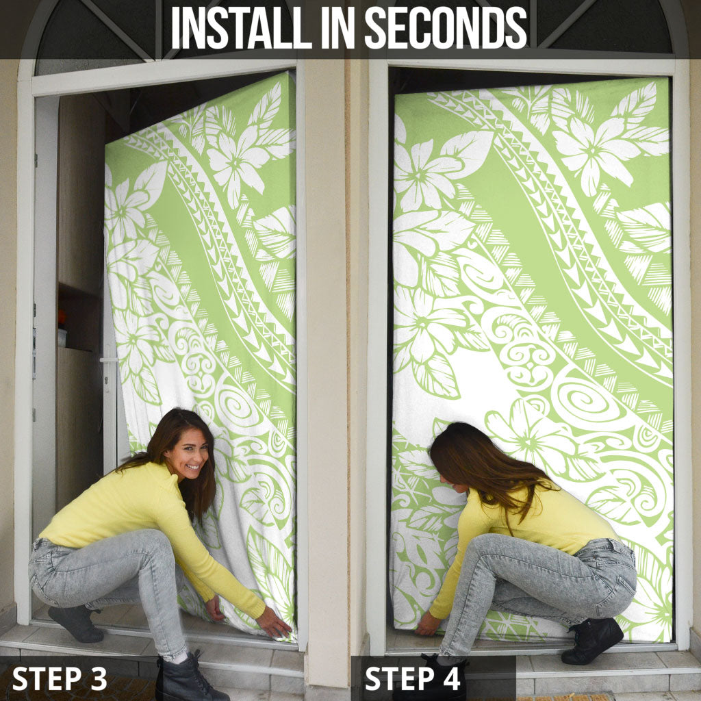 Polynesian Tiare Flower Sage Green Pastel Door Cover