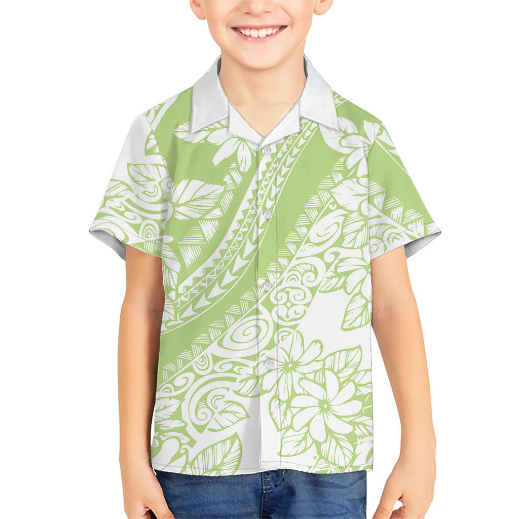 Polynesian Tiare Flower Sage Green Pastel Family Matching Mermaid Dress and Hawaiian Shirt LT14 Son's Shirt Sage Green - Polynesian Pride