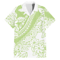 Polynesian Tiare Flower Sage Green Pastel Family Matching Tank Maxi Dress and Hawaiian Shirt LT14 Dad's Shirt - Short Sleeve Sage Green - Polynesian Pride