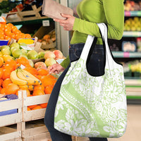 Polynesian Tiare Flower Sage Green Pastel Grocery Bag