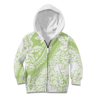Polynesian Tiare Flower Sage Green Pastel Kid Hoodie