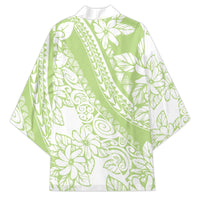 Polynesian Tiare Flower Sage Green Pastel Kimono