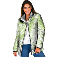 Polynesian Tiare Flower Sage Green Pastel Padded Jacket