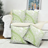 Polynesian Tiare Flower Sage Green Pastel Pillow Cover