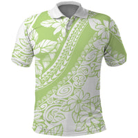 Polynesian Tiare Flower Sage Green Pastel Polo Shirt