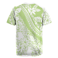 Polynesian Tiare Flower Sage Green Pastel Rugby Jersey