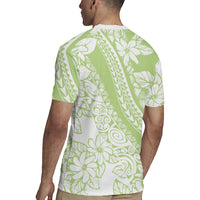 Polynesian Tiare Flower Sage Green Pastel Rugby Jersey
