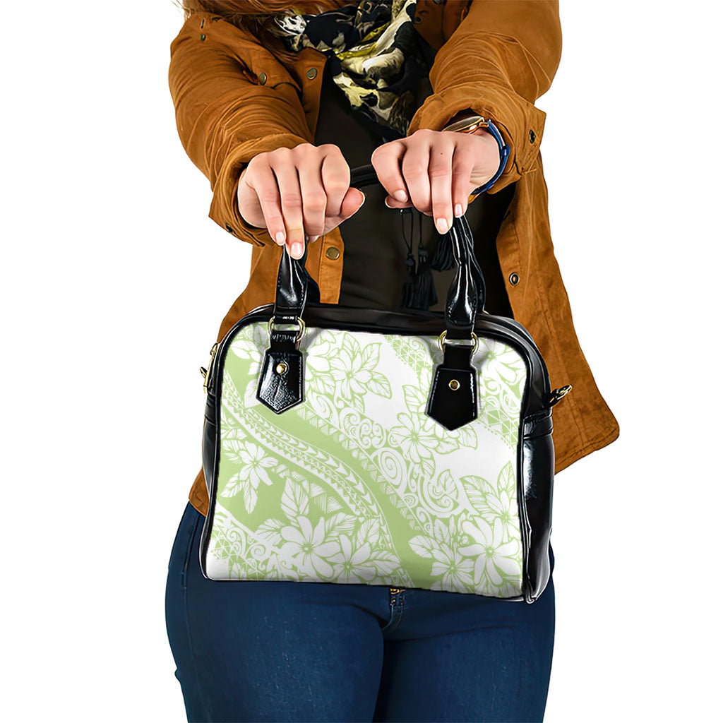 Polynesian Tiare Flower Sage Green Pastel Shoulder Handbag