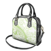 Polynesian Tiare Flower Sage Green Pastel Shoulder Handbag