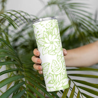Polynesian Tiare Flower Sage Green Pastel Skinny Tumbler