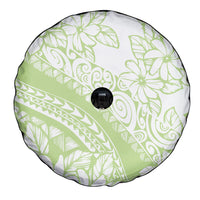 Polynesian Tiare Flower Sage Green Pastel Spare Tire Cover