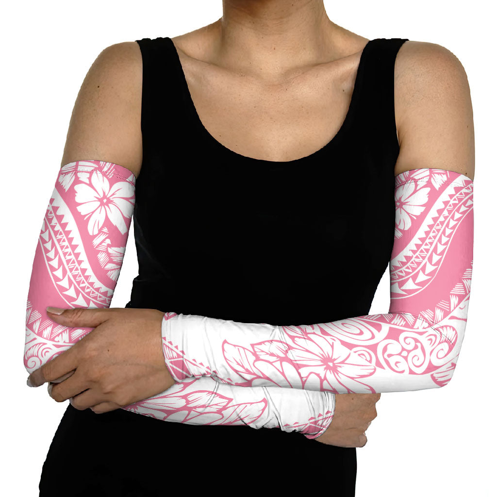 Polynesian Tiare Flower Pink Pastel Vibes Arm Sleeves