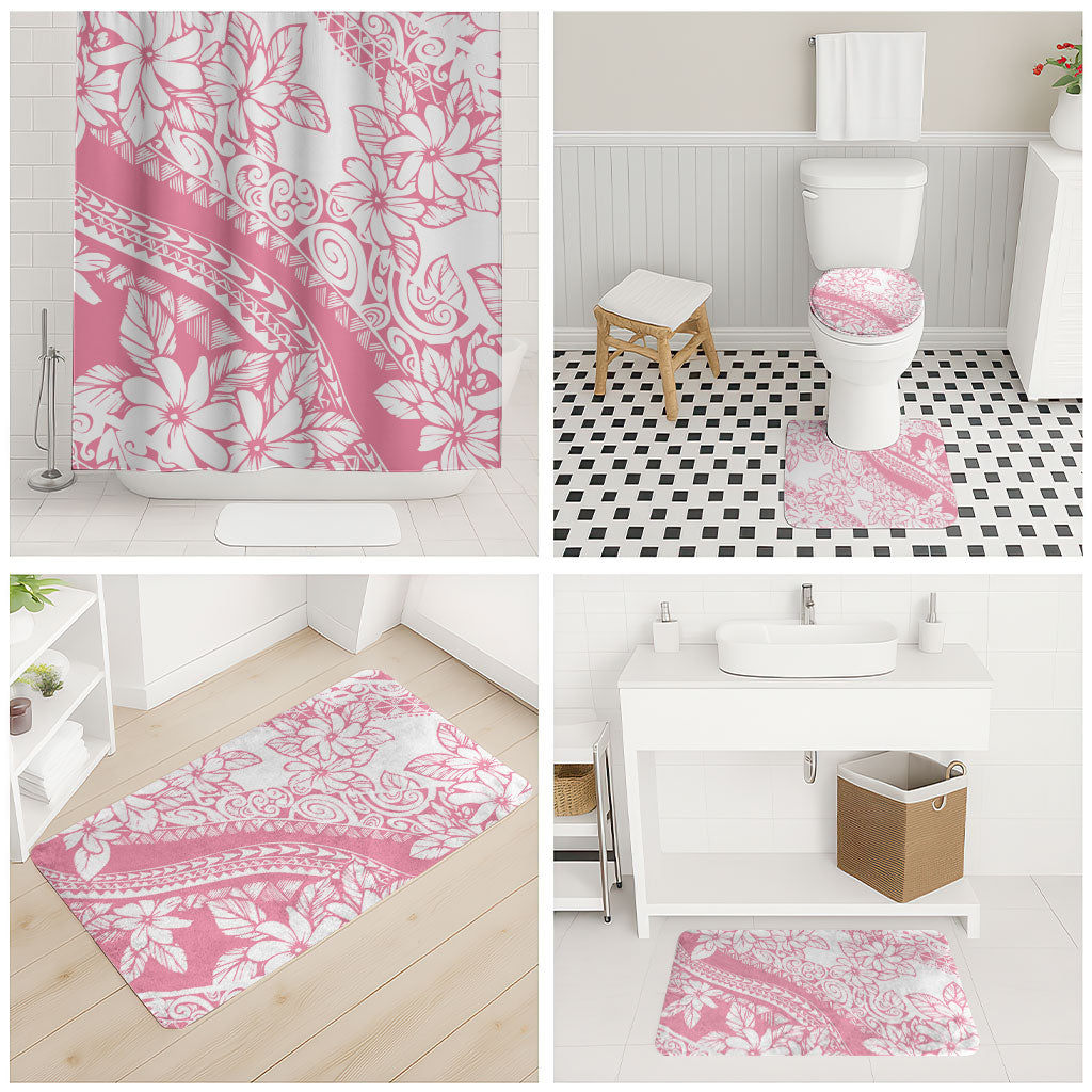 Polynesian Tiare Flower Pink Pastel Vibes Bathroom Set
