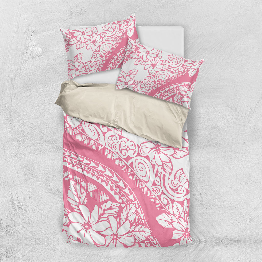 Polynesian Tiare Flower Pink Pastel Vibes Bedding Set