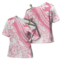 Polynesian Tiare Flower Pink Pastel Vibes Cross Shoulder Shirt