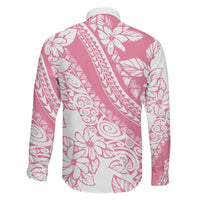 Polynesian Tiare Flower Pink Pastel Vibes Family Matching Long Sleeve Bodycon Dress and Hawaiian Shirt LT14 - Polynesian Pride