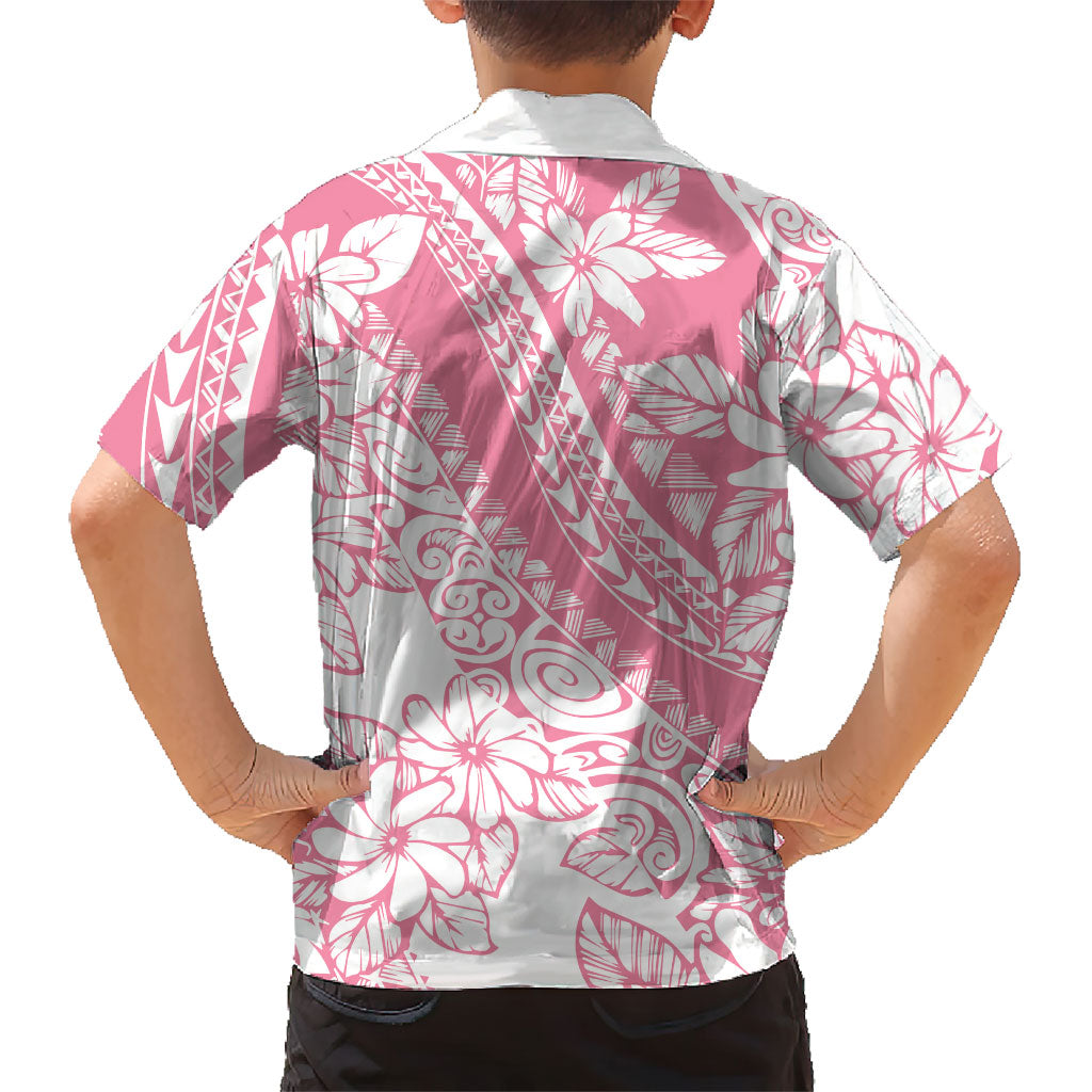 Polynesian Tiare Flower Pink Pastel Vibes Family Matching Off The Shoulder Long Sleeve Dress and Hawaiian Shirt LT14 - Polynesian Pride