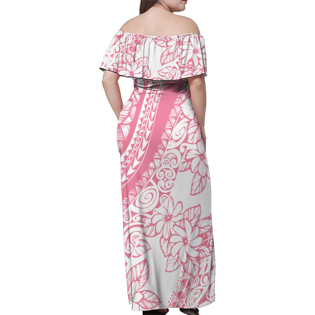 Polynesian Tiare Flower Pink Pastel Vibes Family Matching Off Shoulder Maxi Dress and Hawaiian Shirt LT14 - Polynesian Pride