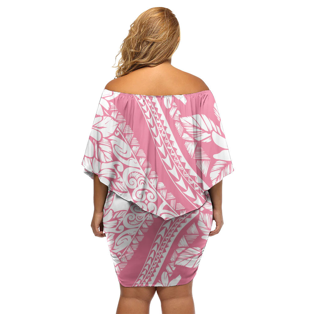 Polynesian Tiare Flower Pink Pastel Vibes Family Matching Off Shoulder Short Dress and Hawaiian Shirt LT14 - Polynesian Pride