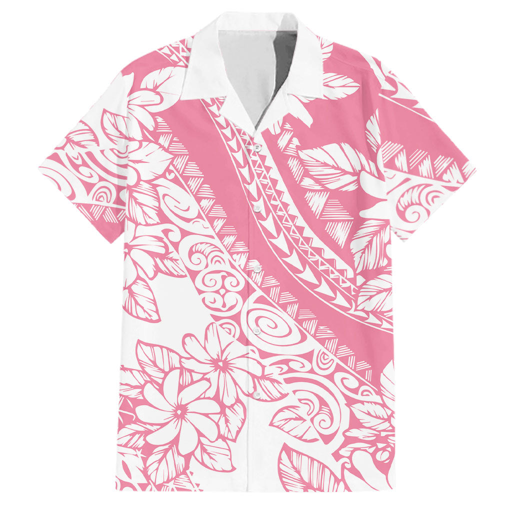 Polynesian Tiare Flower Pink Pastel Vibes Family Matching Short Sleeve Bodycon Dress and Hawaiian Shirt LT14 Dad's Shirt - Short Sleeve Pink - Polynesian Pride