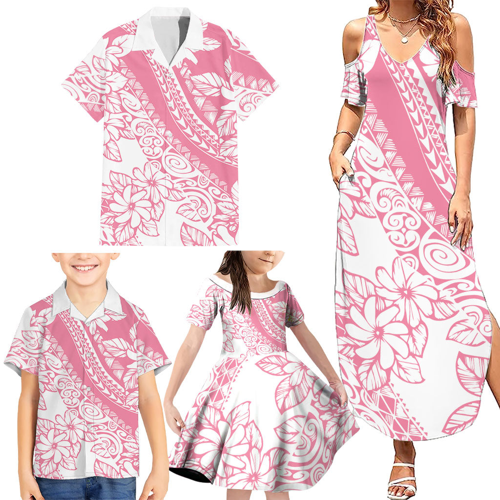 Polynesian Tiare Flower Pink Pastel Vibes Family Matching Summer Maxi Dress and Hawaiian Shirt LT14 - Polynesian Pride