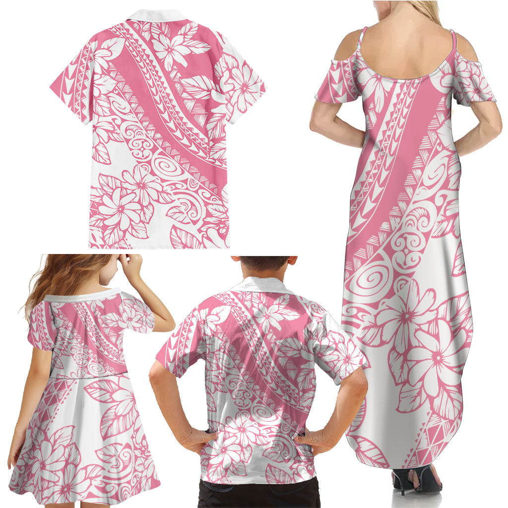 Polynesian Tiare Flower Pink Pastel Vibes Family Matching Summer Maxi Dress and Hawaiian Shirt LT14 - Polynesian Pride