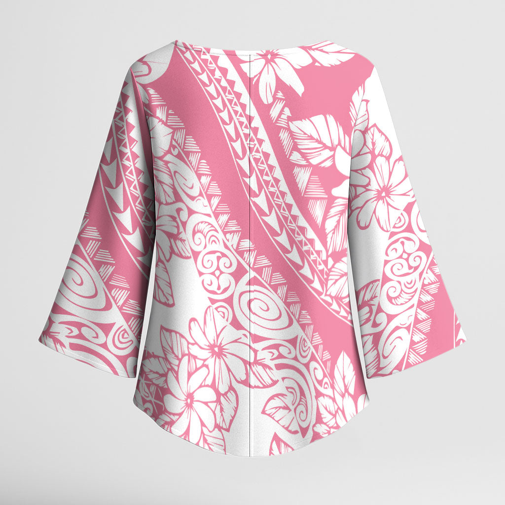 Polynesian Tiare Flower Pink Pastel Vibes Kimono Sleeve Blouse