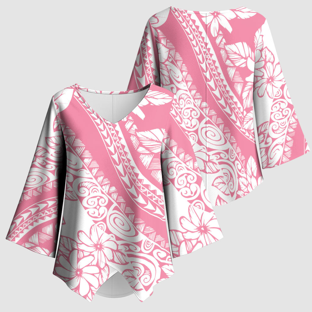 Polynesian Tiare Flower Pink Pastel Vibes Kimono Sleeve Blouse