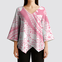 Polynesian Tiare Flower Pink Pastel Vibes Kimono Sleeve Blouse