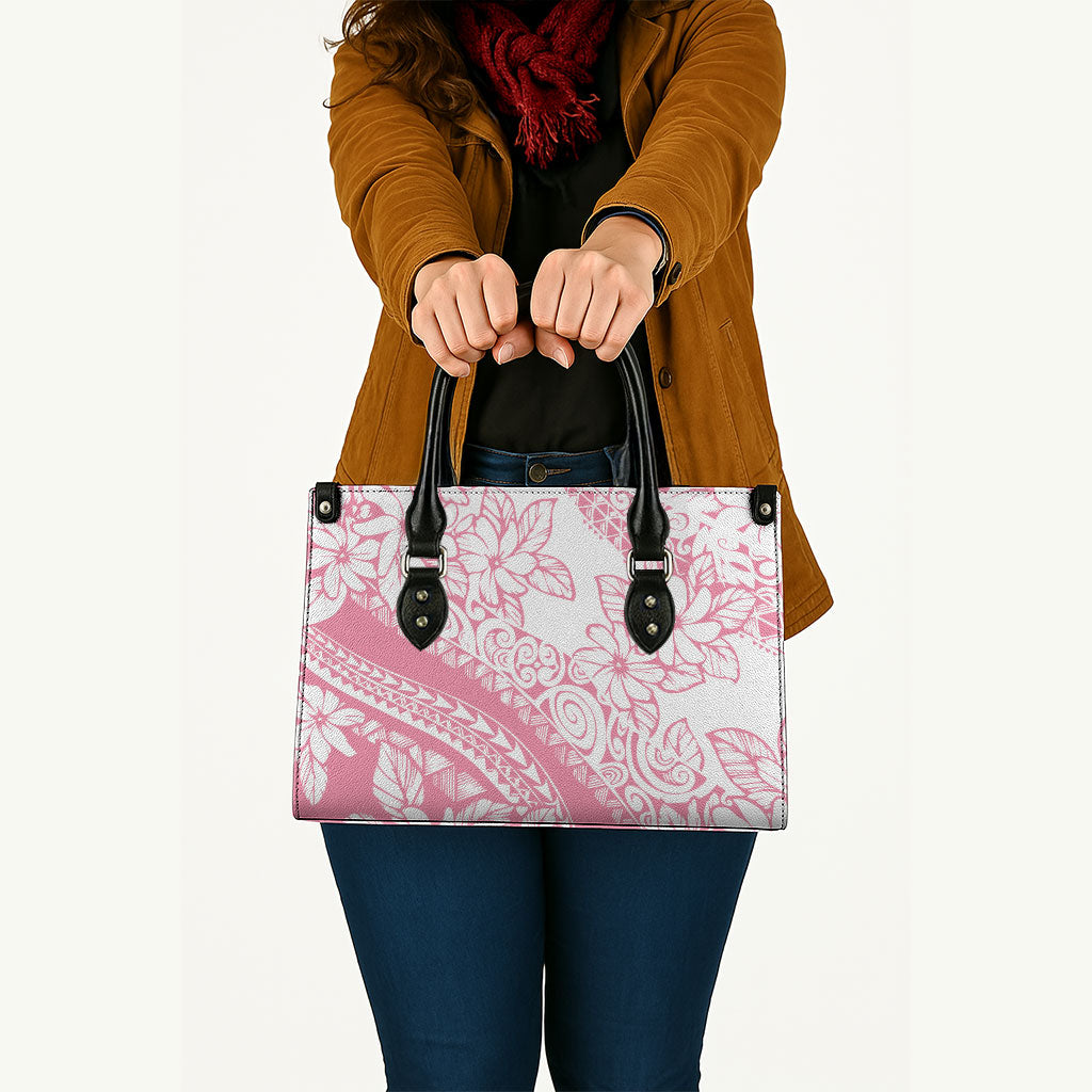Polynesian Tiare Flower Pink Pastel Vibes Leather Bag