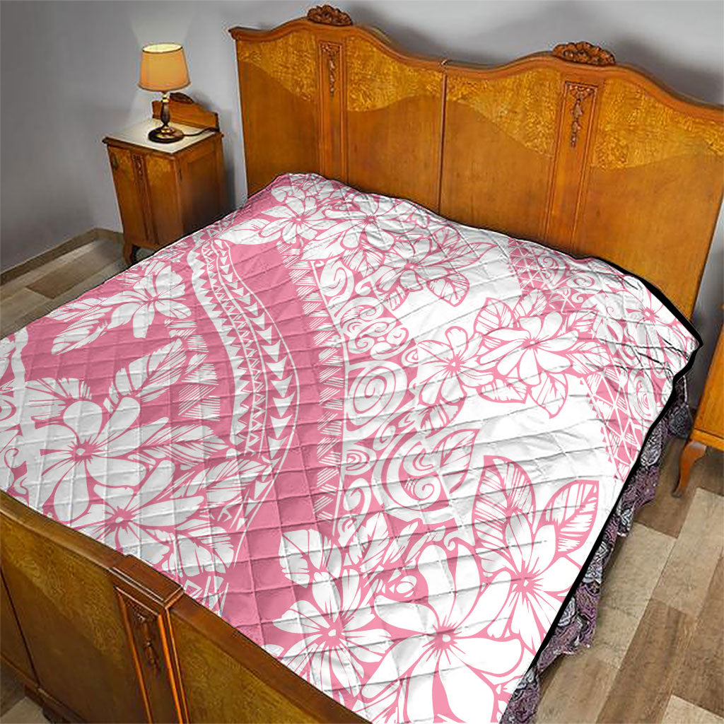Polynesian Tiare Flower Pink Pastel Vibes Quilt