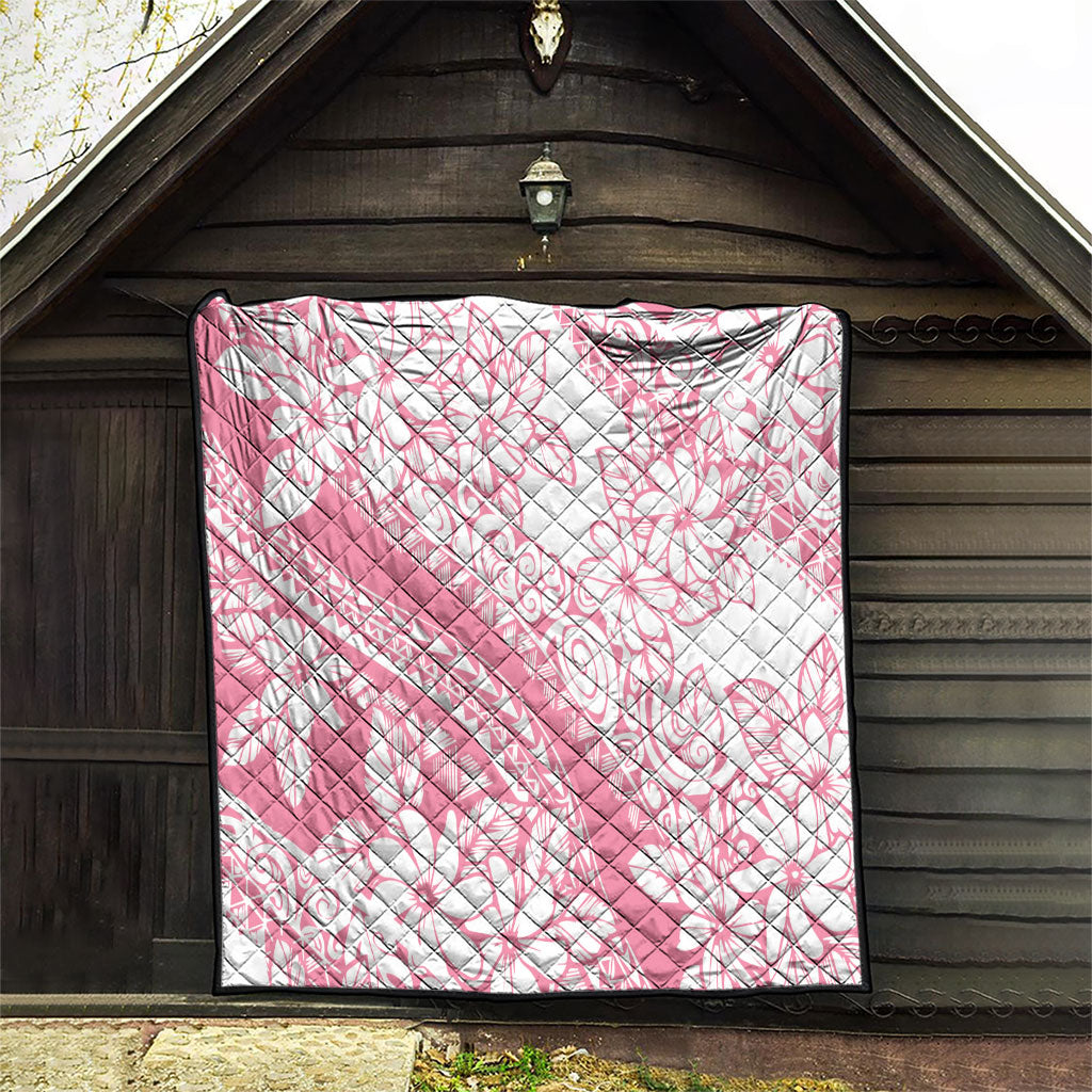 Polynesian Tiare Flower Pink Pastel Vibes Quilt