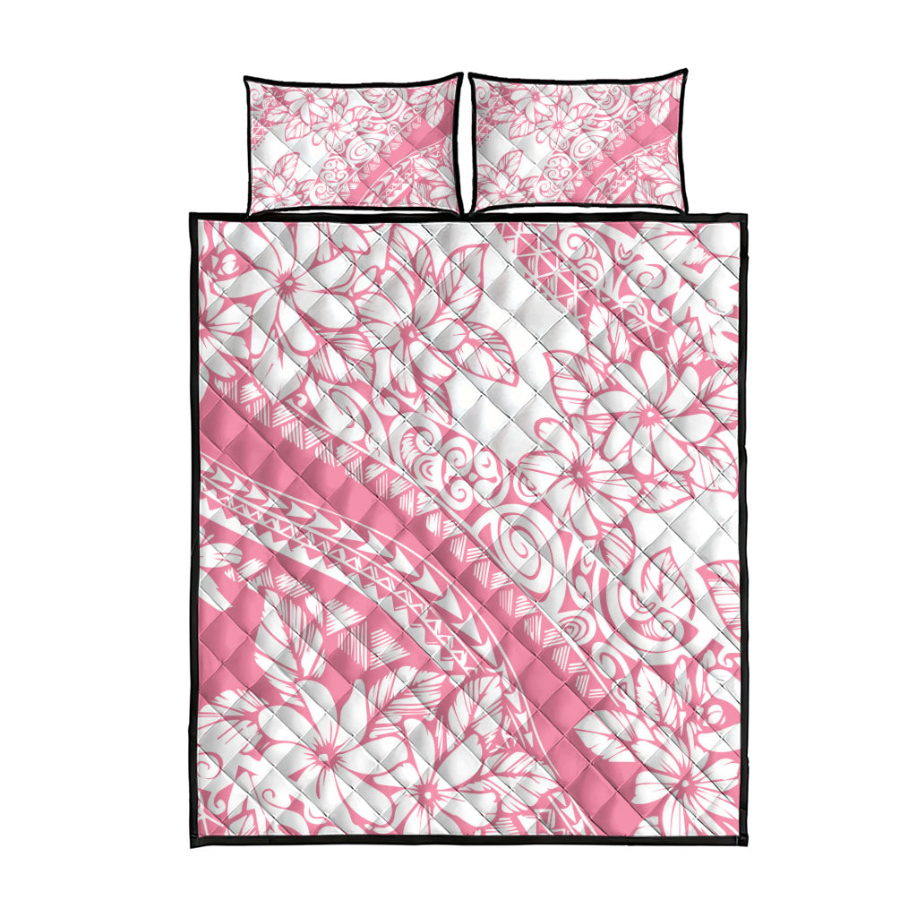 Polynesian Tiare Flower Pink Pastel Vibes Quilt Bed Set