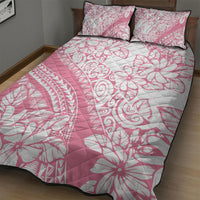 Polynesian Tiare Flower Pink Pastel Vibes Quilt Bed Set